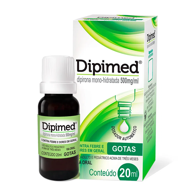 Dipimed 500mg/mL, caixa com 1 frasco com 20mL de solução de uso oral ...