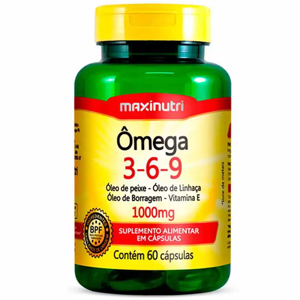 Ômega 369 Maxinutri 1000mg, frasco com 60 cápsulas P7898593050402