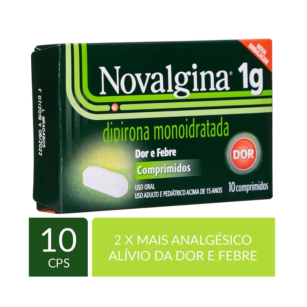 Novalgina 1g, Caixa Com 10 Comprimidos P7891058001155 - Novalgina 1G ...