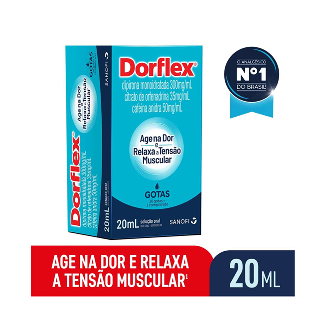 Dorflex 35mg/mL + 300mg/mL + 50mg/mL, caixa com 1 frasco com 20mL de ...