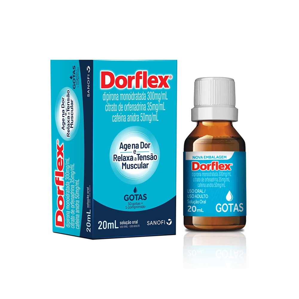 Dorflex 35mg/mL + 300mg/mL + 50mg/mL, caixa com 1 frasco com 20mL de ...