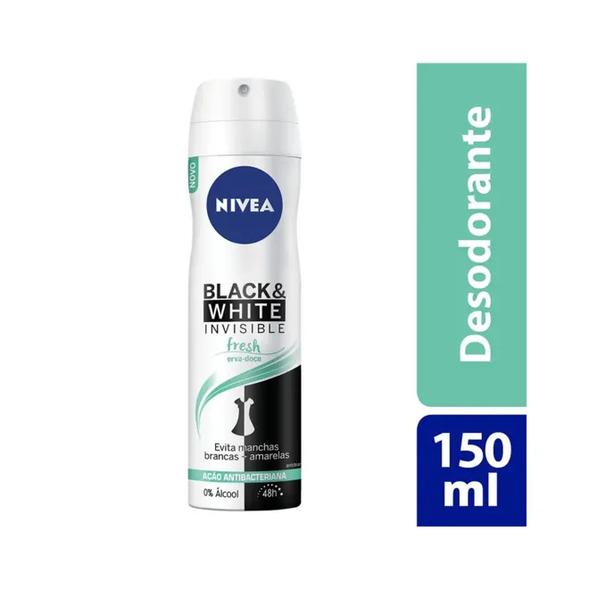 Desodorante Feminino Nivea Invisible For Black & White Fresh Aerosol Com 150Ml