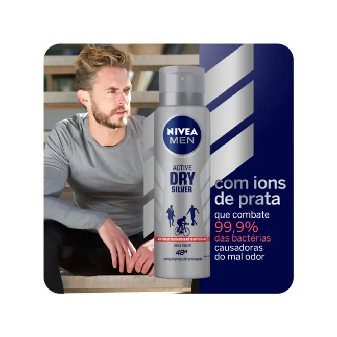 Desodorante Masculino Nivea Men Protect Silver Aerosol Com 150Ml