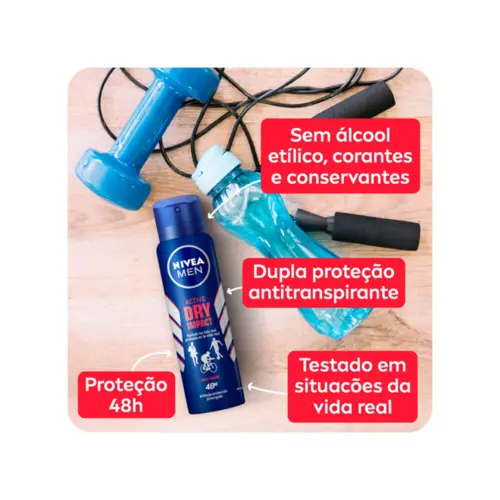 Desodorante Masculino Nivea For Men Dry Impact Aerosol Com 150Ml