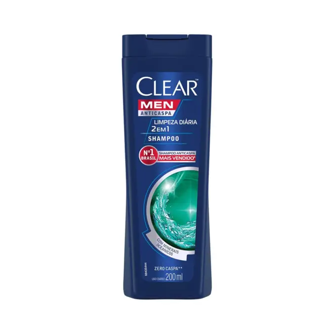 Shampoo Anticaspa Clear Men Limpeza Diária 2 Em 1 Com 200Ml