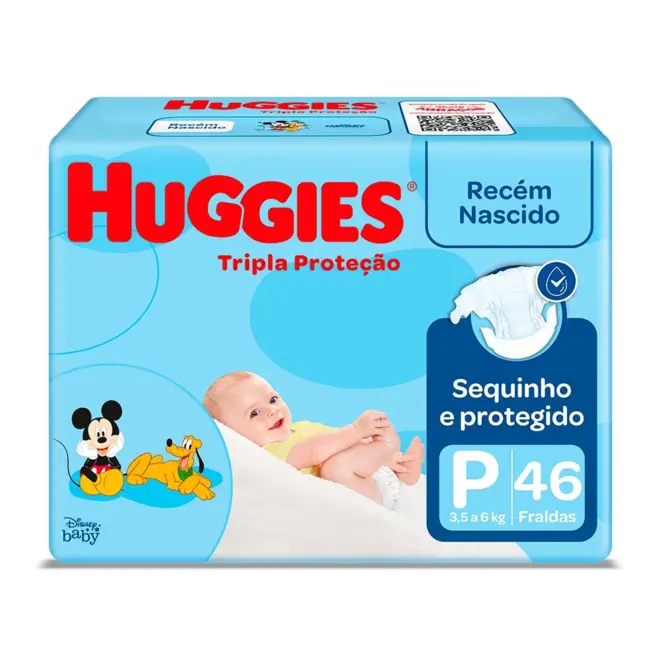 Fralda Huggies Tripla Proteção Mega P Com 46 Unidades