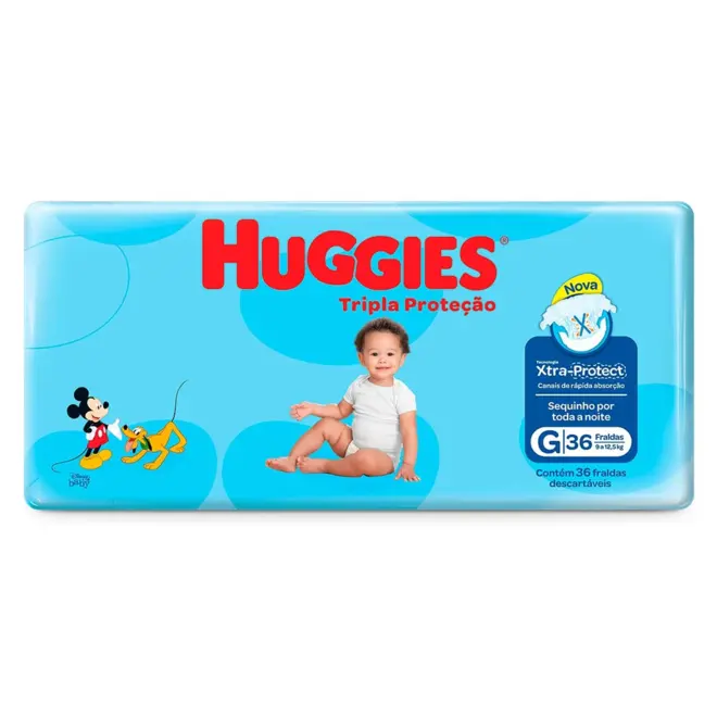 Fralda Huggies Tripla Proteção Mega G Com 36 Unidades