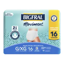 Roupa Íntima Bigfral Unissex Moviment G/Xg Com 16 Unidades