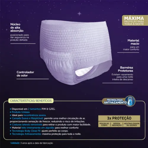 Roupa Íntima Tena Pants Noturna E/Eg Com 7 Unidades