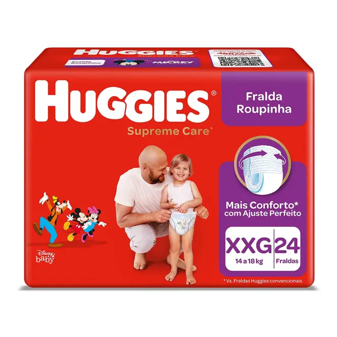 Fralda Roupinha Huggies Supreme Care Xxg, 24 Unidades