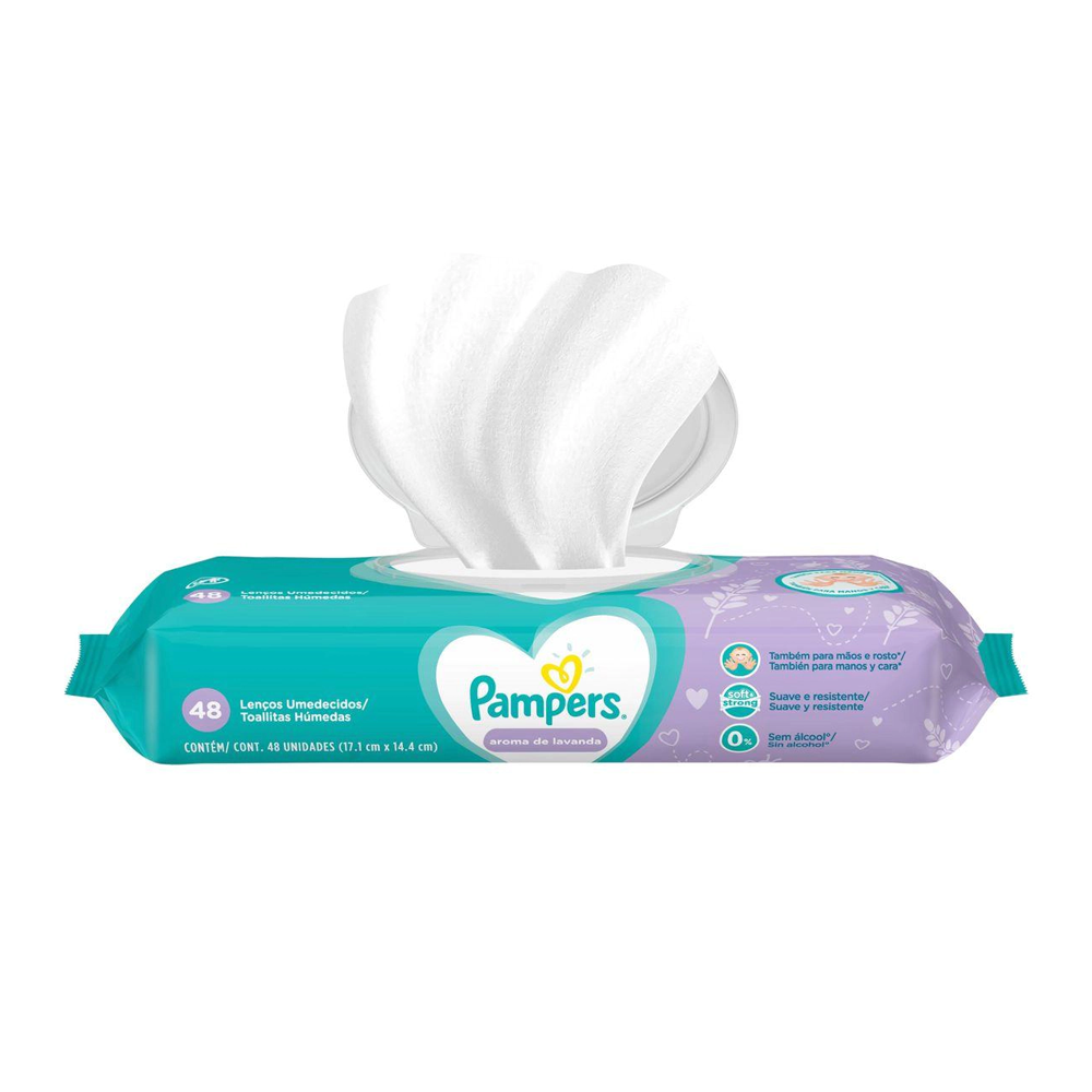 LENCO UMEDECIDO PAMPERS AROMA DE LAVANDA 48 UNIDADES