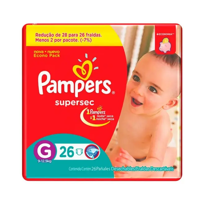 Fralda Pampers Sec Pacotão G Com 26 Unidades