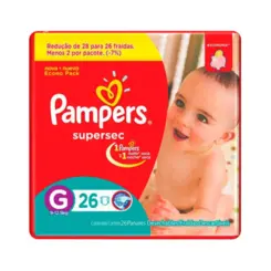 Fralda Pampers Sec Pacotão G Com 26 Unidades