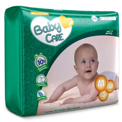 Fralda Baby Care M Com 70 Unidades