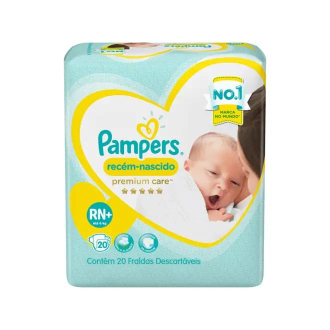 Fralda Pampers Premium Care Rn+, 20 Unidades