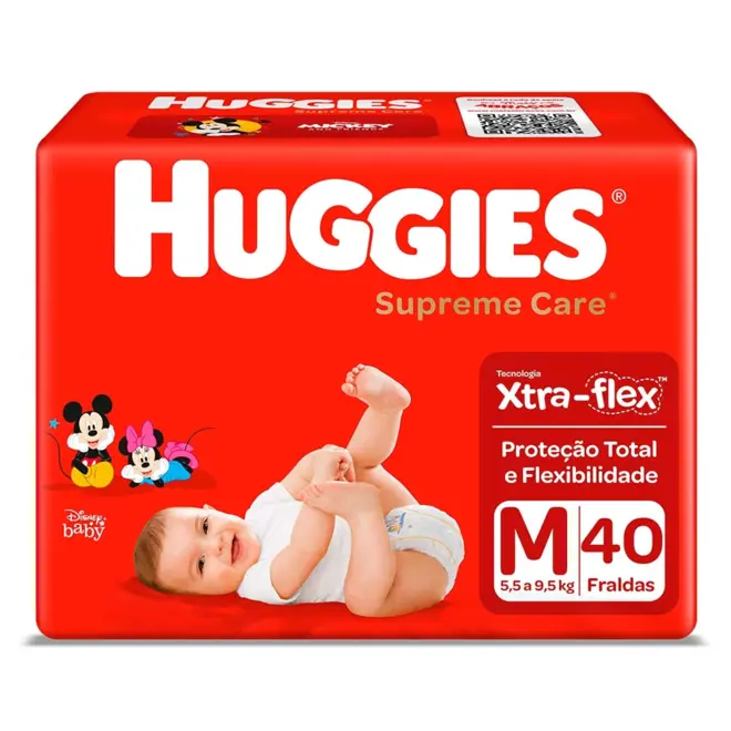 Fralda Descartável Huggies Supreme Care M, 40 Unidades