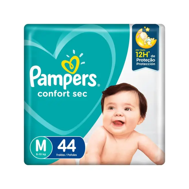 Fralda Pampers Confort Sec Mega M Com 44 Unidades