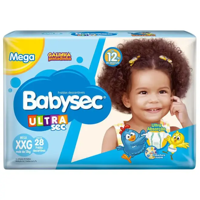 Fralda Babysec Ultrasec Mega XXG Com 28 Unidades