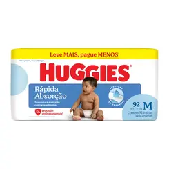 Fralda Huggies Rápida Absorção Hiper Tamanho M Com 92 Unidades