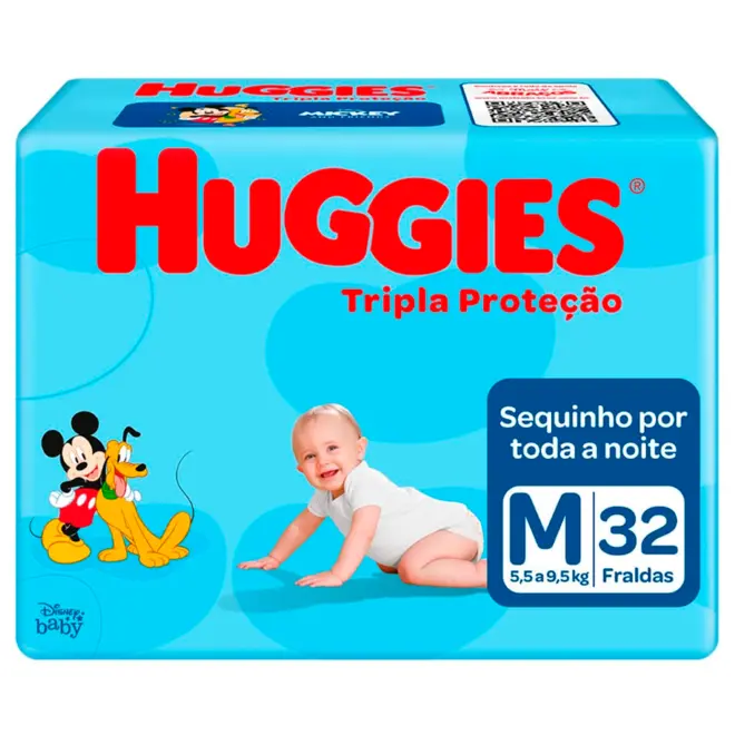 Fralda Huggies Tripla Proteção Jumbo P Com 32 Unidades