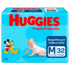 Fralda Huggies Tripla Proteção Jumbo P Com 32 Unidades