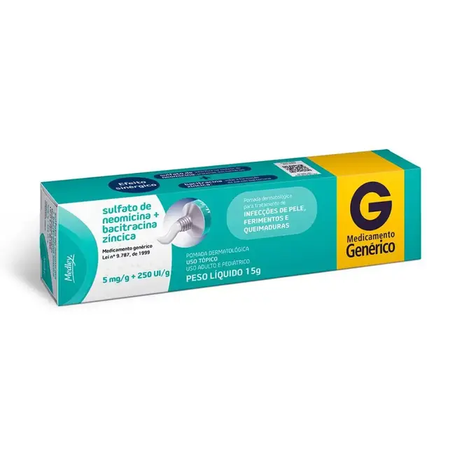 Sulfato De Neomicina 5Mg + Bacitracina 250Mg Pomada Com 15G Medley