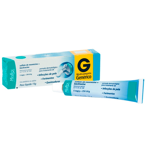 Sulfato De Neomicina 5Mg + Bacitracina 250Mg Pomada Com 15G Medley ...