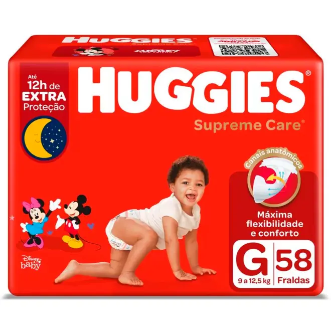 Fralda Huggies Supreme Care Hiper G Com 58 Unidades