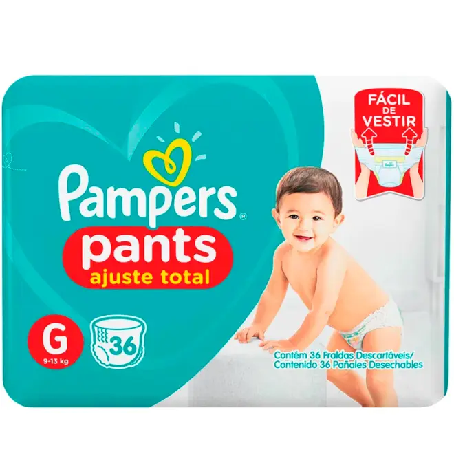 Fralda Pampers Pants Ajuste Total G Com 36 Unidades