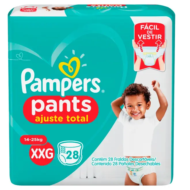 Fralda Pampers Pants Ajuste Total XXG Com 28 Unidades