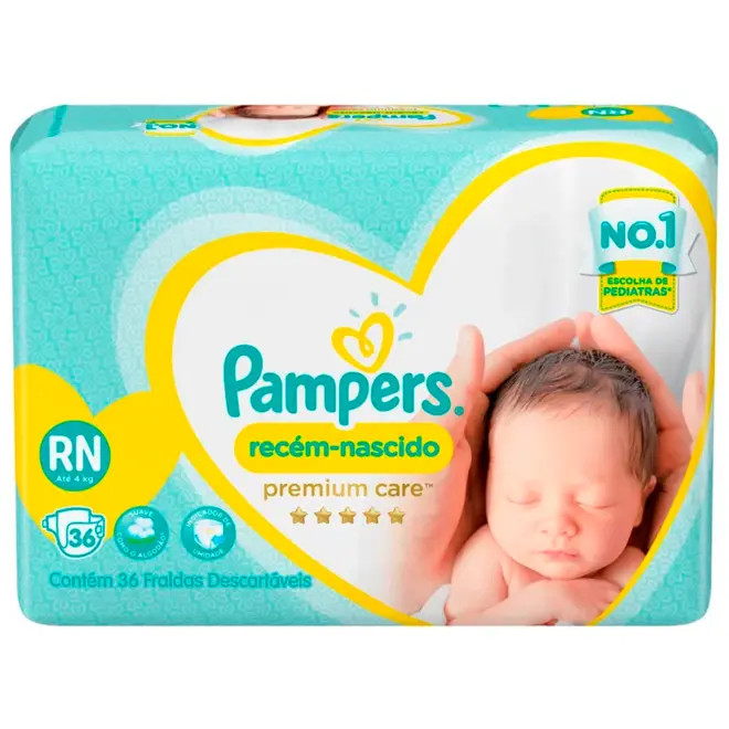 Fralda Pampers Premium Care RN Com 36 Unidades