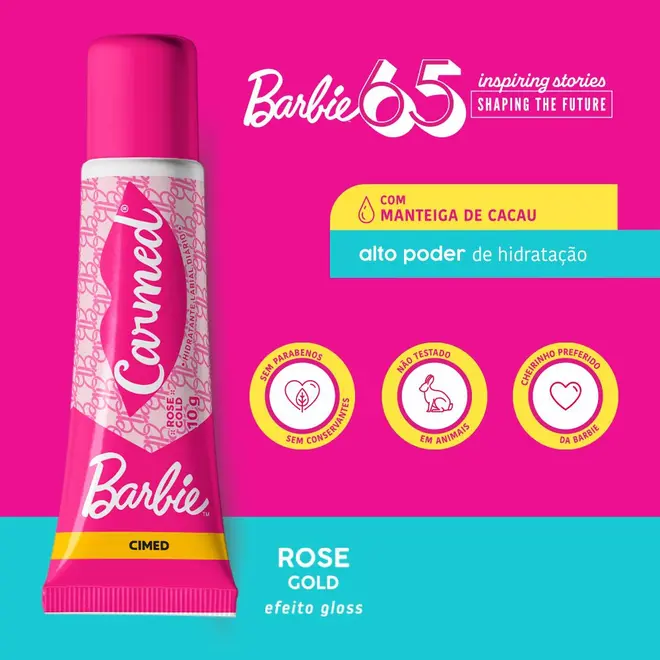 Protetor Labial Carmed Barbie Rose Gold 10g