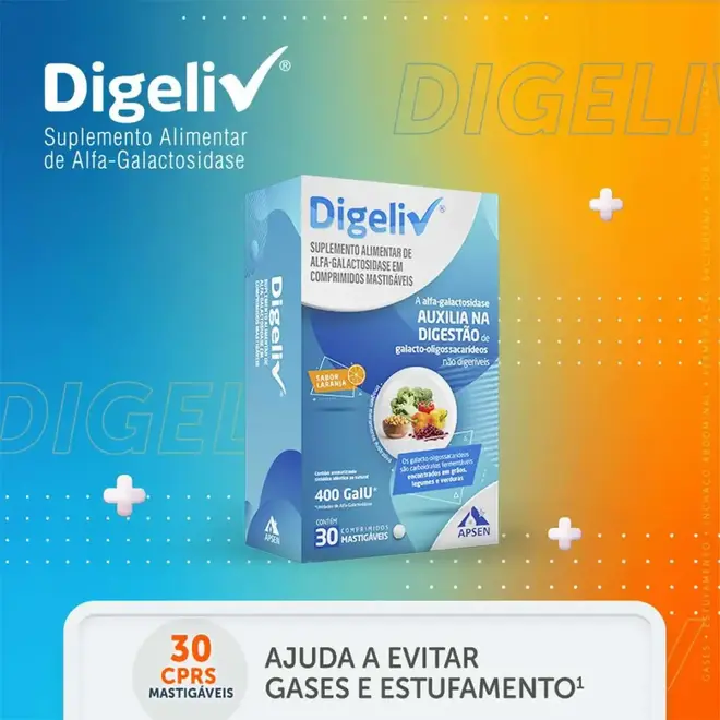Digeliv 400Fcc Com 30 Comprimidos Mastigáveis Apsen