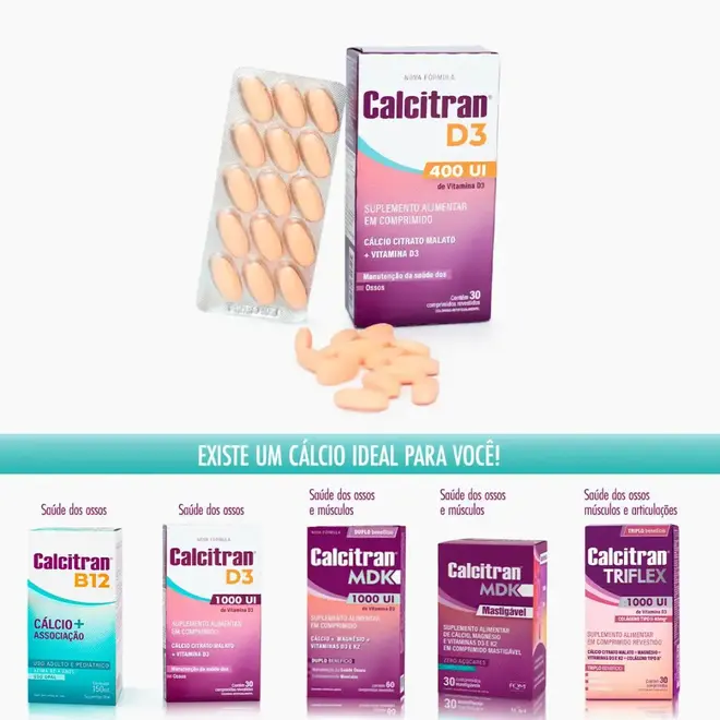 Calcitran D3 400UI com 30 comprimidos (Divcom)
