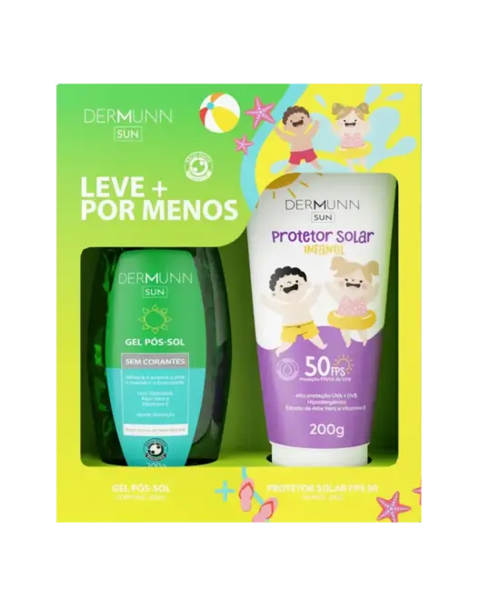 Kit Protetor Solar Dermunn FPS50 200g Infantil + Pós Sol 200g