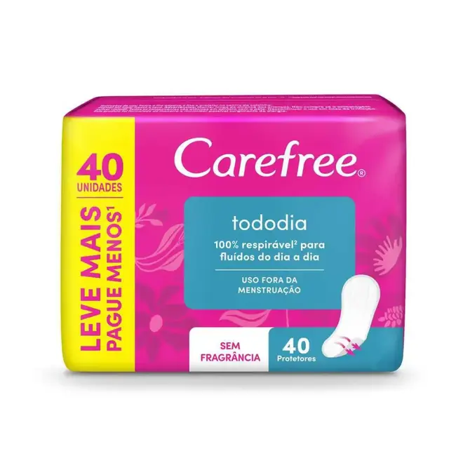 Absorvente Carefree Proteção Diária Sem Perfume Com 40 Unidades