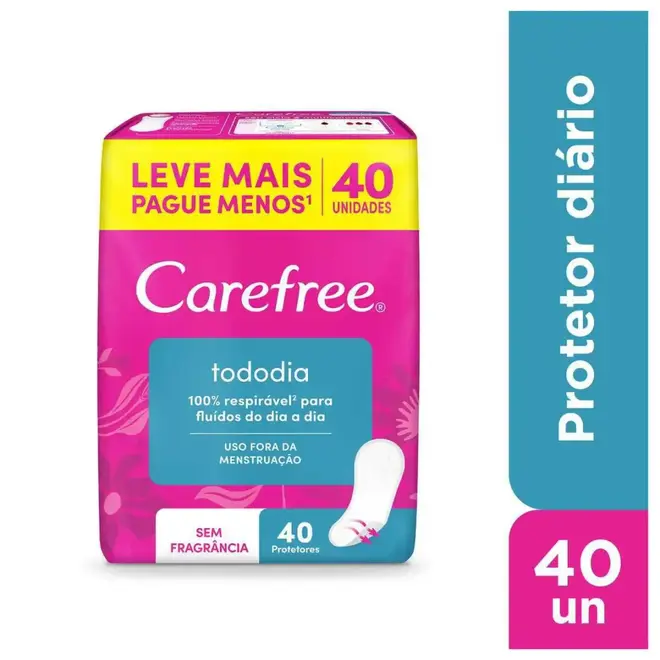 Absorvente Carefree Proteção Diária Sem Perfume Com 40 Unidades