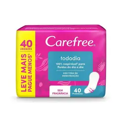 Absorvente Carefree Proteção Diária Sem Perfume Com 40 Unidades