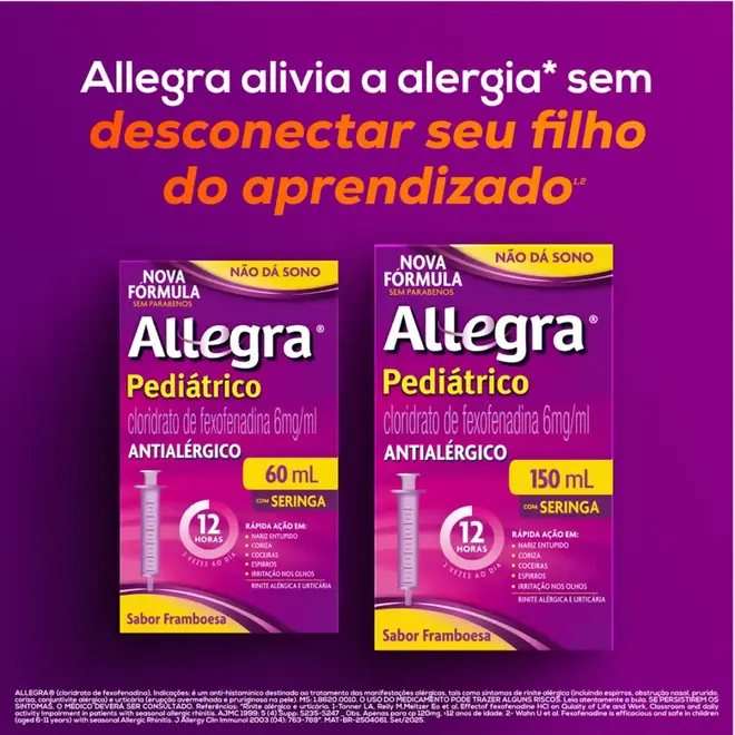 Allegra  6mg/ml Suspensão Oral Pediátrico com Copo Dosador - 150ml