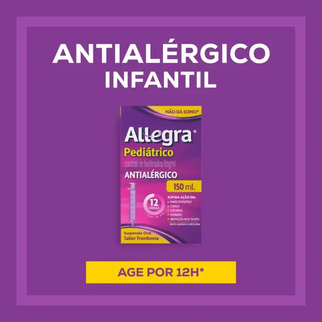Allegra  6mg/ml Suspensão Oral Pediátrico com Copo Dosador - 150ml
