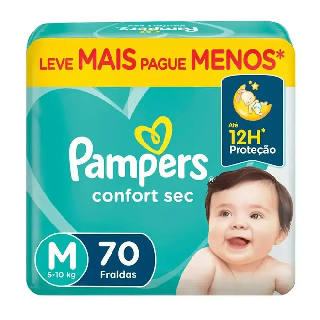 Fralda Pampers Confort Sec - Pacote Econômico M com 70 Unidades