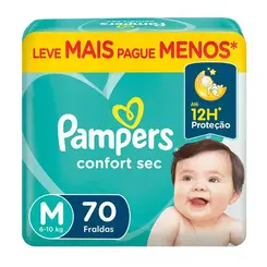 Fralda Pampers Confort Sec - Pacote Econômico M com 70 Unidades