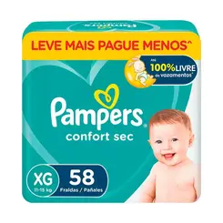 Fralda Pampers Confort Sec - Pacote Econômico XG com 58 Unidades