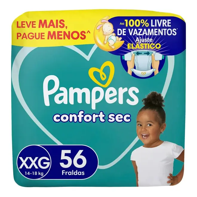 Fralda Pampers Confort Sec - Pacote Econômico XXG com 52 Unidades