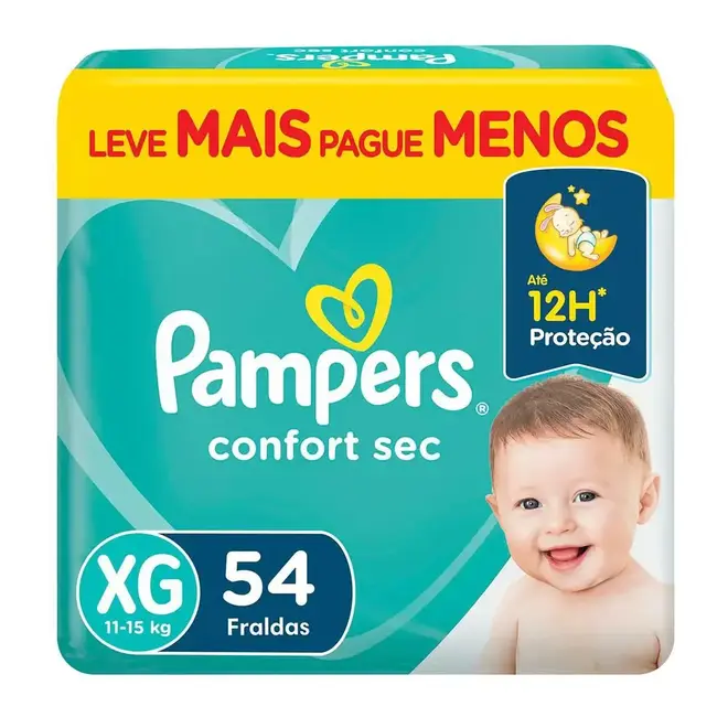 Fralda Pampers Confort Sec - Pacote Econômico XG com 54 Unidades