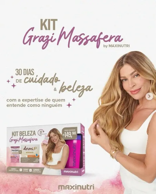 Kit Beleza Grazi Massafera Hair Skin+ Dermup Frutas Vermelhas