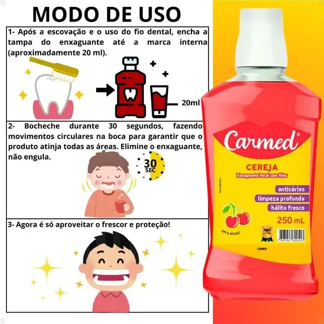 Enxaguante Bucal Carmed Cereja 250ml – CIMED