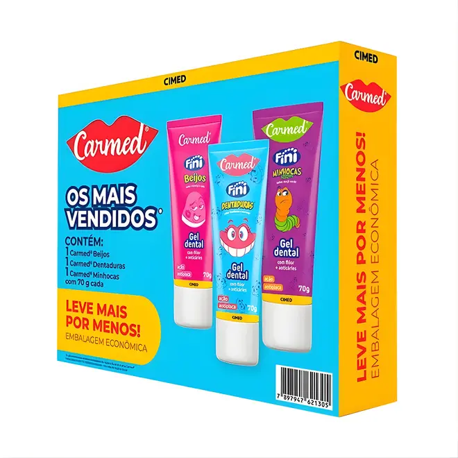 Kit Gel Dental Carmed Fini com Flúor 70g CIMED