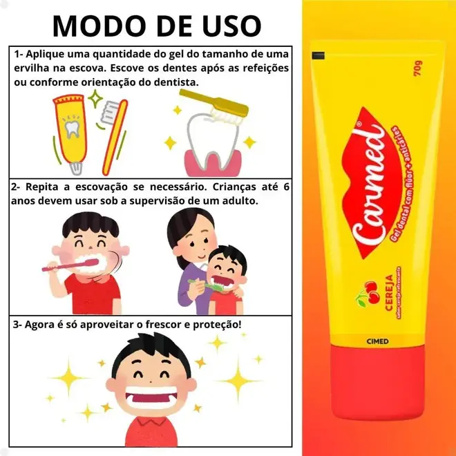 Gel Dental Carmed Cereja com Flúor 70g – CIMED