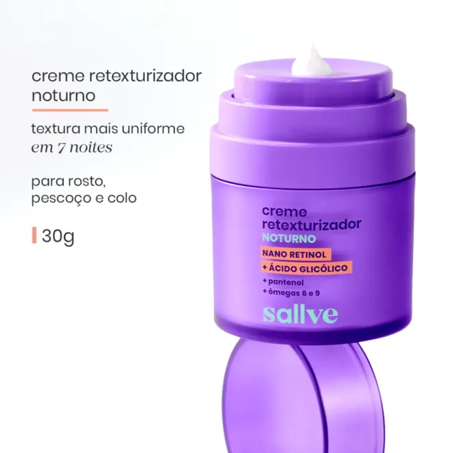 Sallve Creme Retexturizador Noturno – 30 g